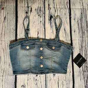Dylan Ryan Blue Denim Crop Top size L